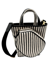 Load image into Gallery viewer, The Alexis Designer Pickleball Bag: Black & White Stripe